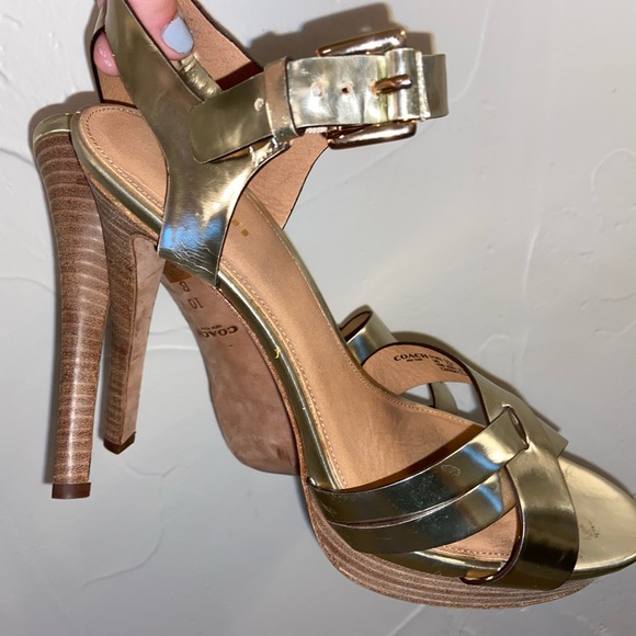 gold coach heels/gold heels by coach - Picture 2 of 6